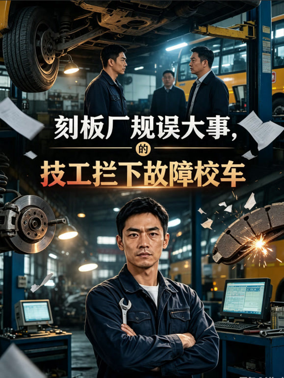 刻板厂规误大事，技工拦下故障校车