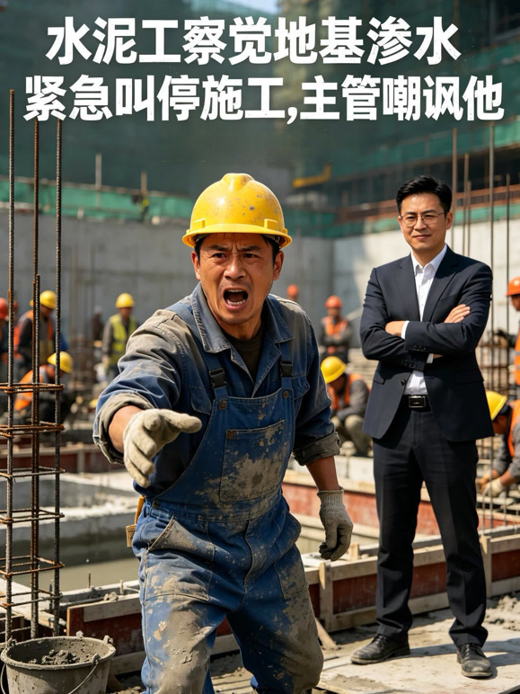 水泥工察觉地基渗水紧急叫停施工，主管嘲讽他初中文化瞎捣乱
