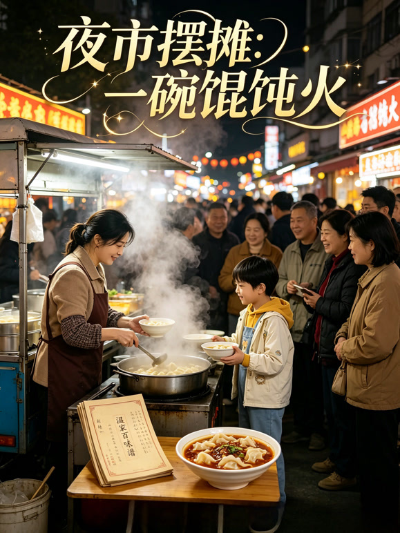 夜市摆摊：一碗馄饨火