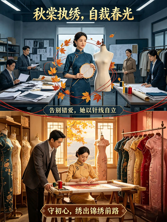 秋棠执绣，自裁春光