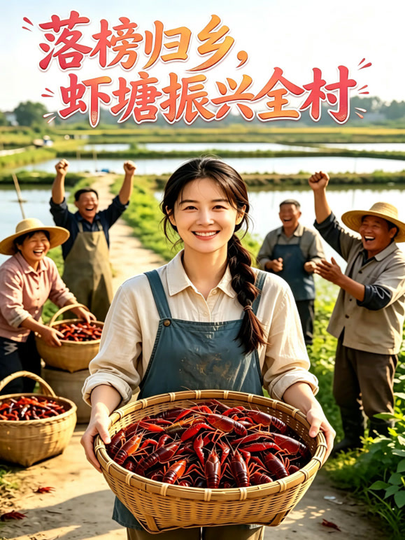 落榜归乡，虾塘振兴全村