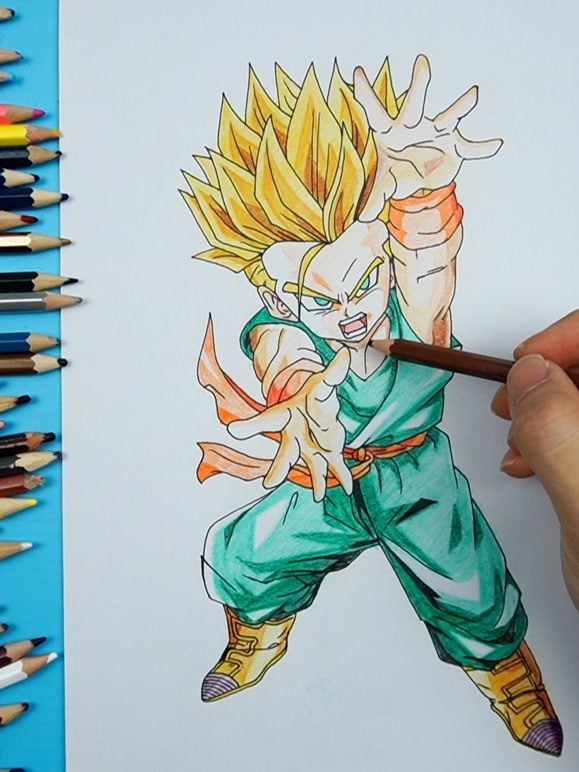 手绘临摹动漫人物，自学简笔画彩铅画