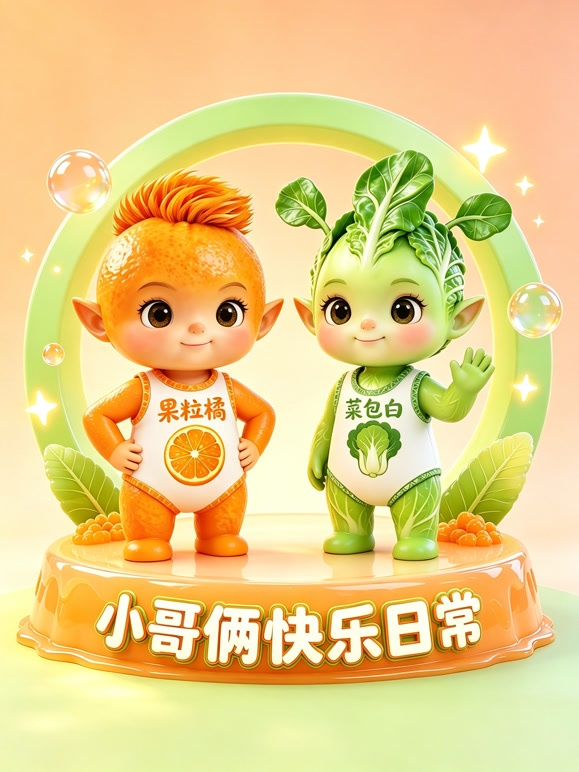 小哥俩萌娃日常（果粒橘和菜包白）