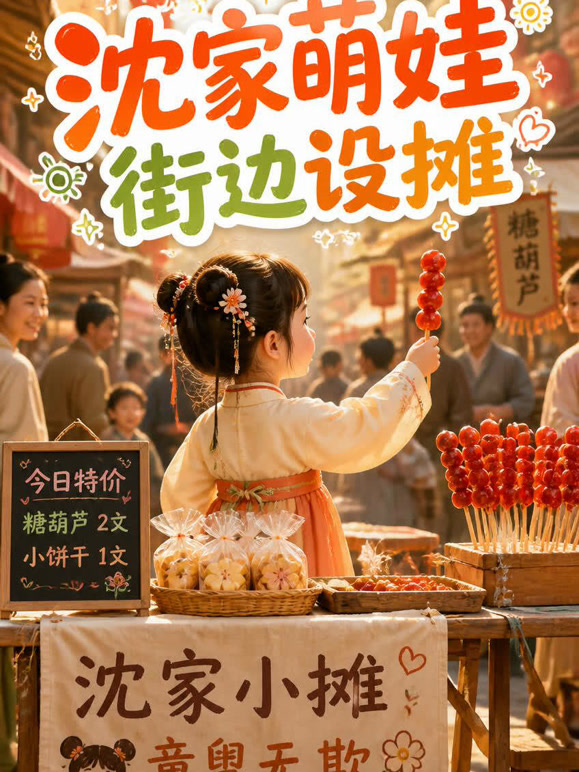 沈家萌娃街边设摊