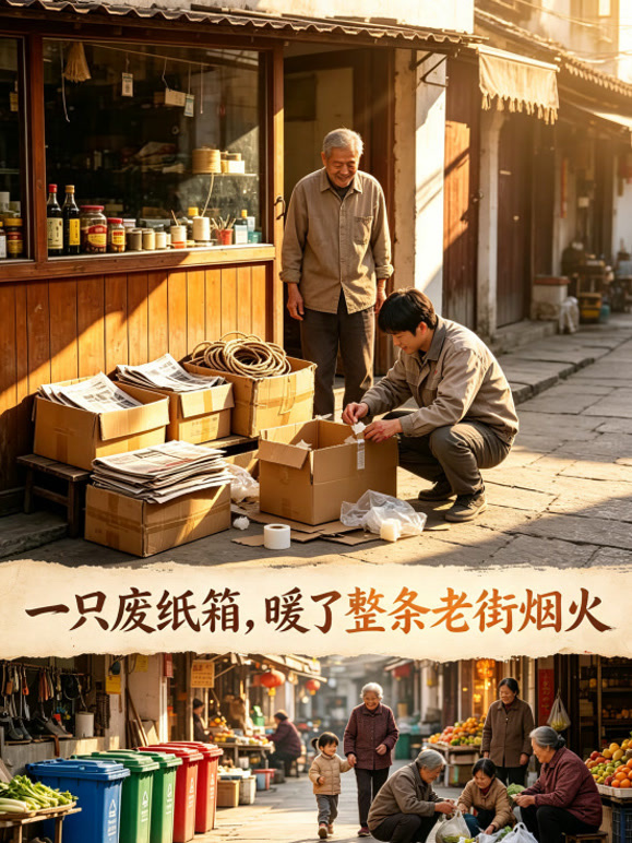 一只废纸箱，暖了整条老街烟火