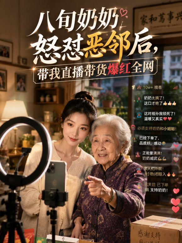 八旬奶奶怒怼恶邻后，带我直播带货爆红全网