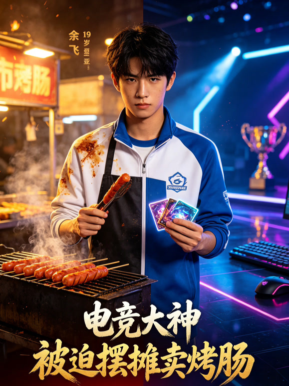 电竞大神被迫摆摊卖烤肠