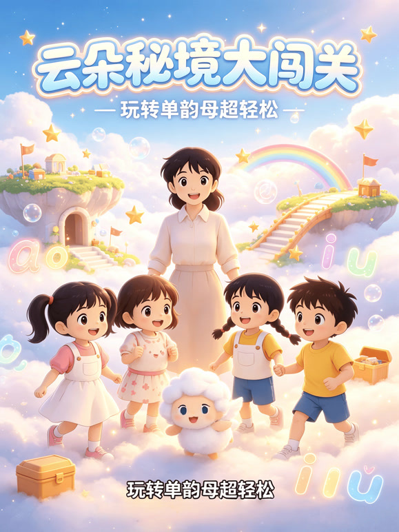 云朵秘境大闯关！玩转单韵母超轻