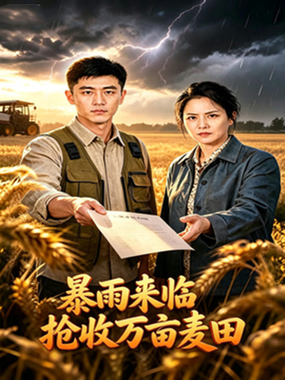 暴雨来临抢收万亩麦田