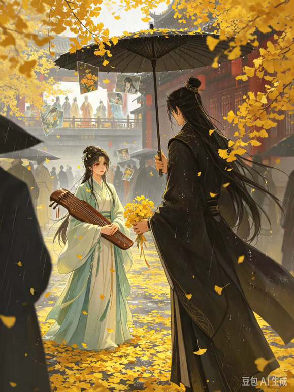 秋雨赠银杏